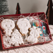 Christmas Colour In Cookies Gift Set - 4 Iced Vanilla Cookies with Edible Pens